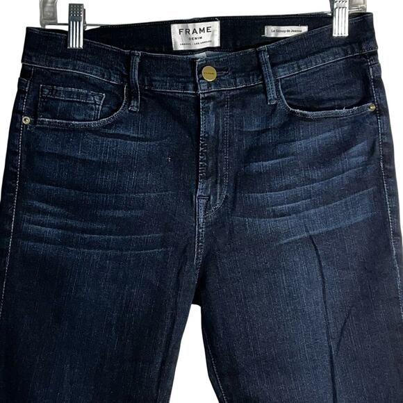 FRAME Le Skinny de Jeanne Jeans Size 30 Avinton Wash Dark Blue Mid Rise Stretch - Picture 2 of 8